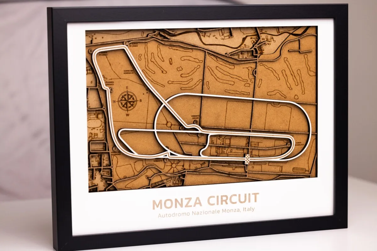 Monza 3D Wooden Track Map | Premium Motorsport Wall Art Decor