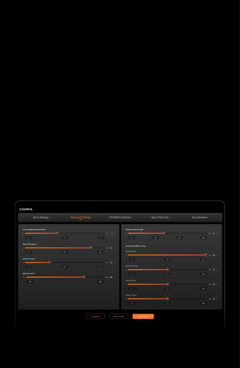 MOZA R9 V3 Pit House force feedback tuning interface - OCRacing