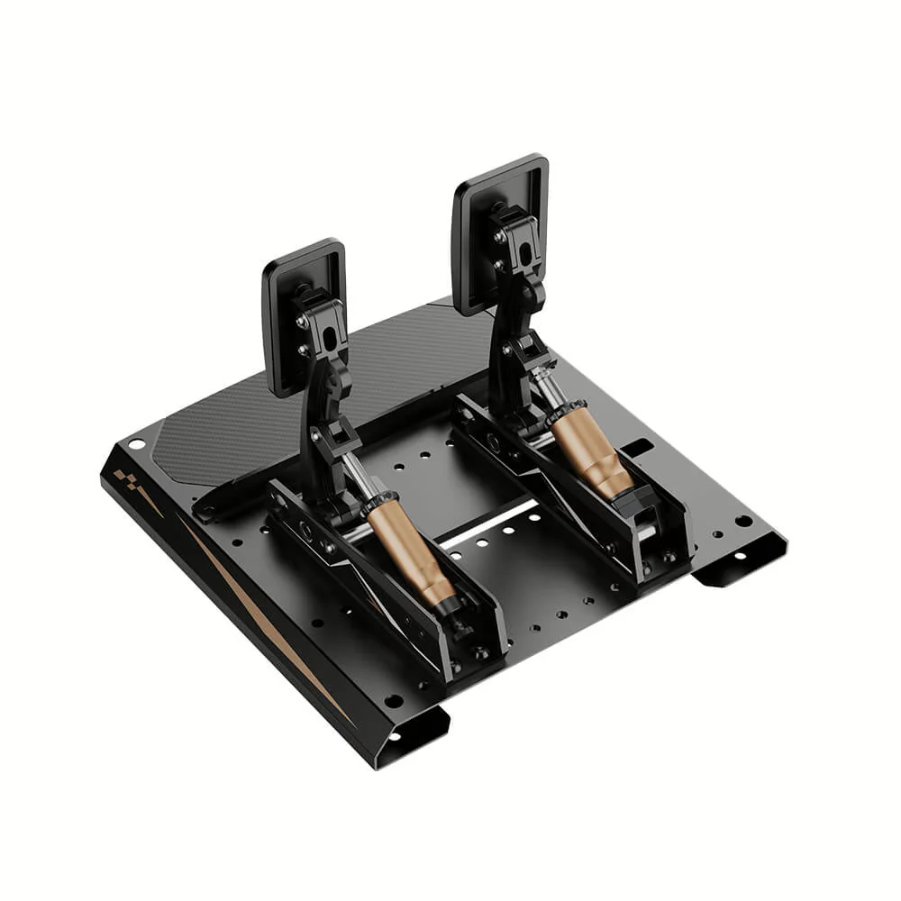 MOZA CRP2 CNC aluminum pedals with carbon fiber heel plate detail   OCRacing