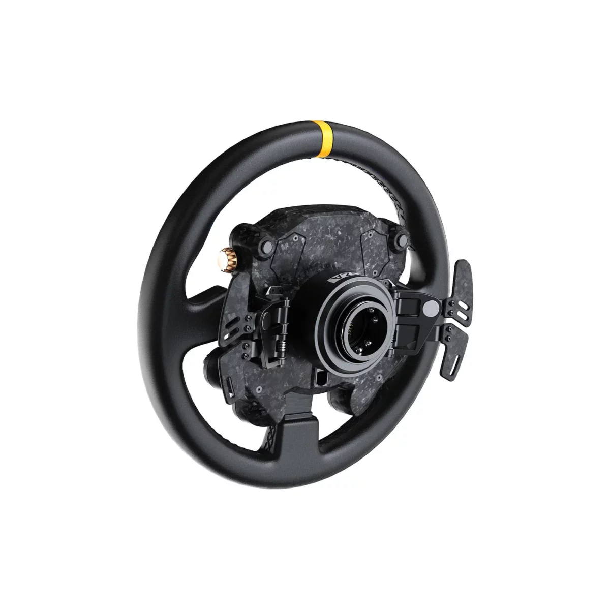 MOZA CS Pro Steering Wheel rear view with all aluminum quick release and forged carbon paddles   OCRacing