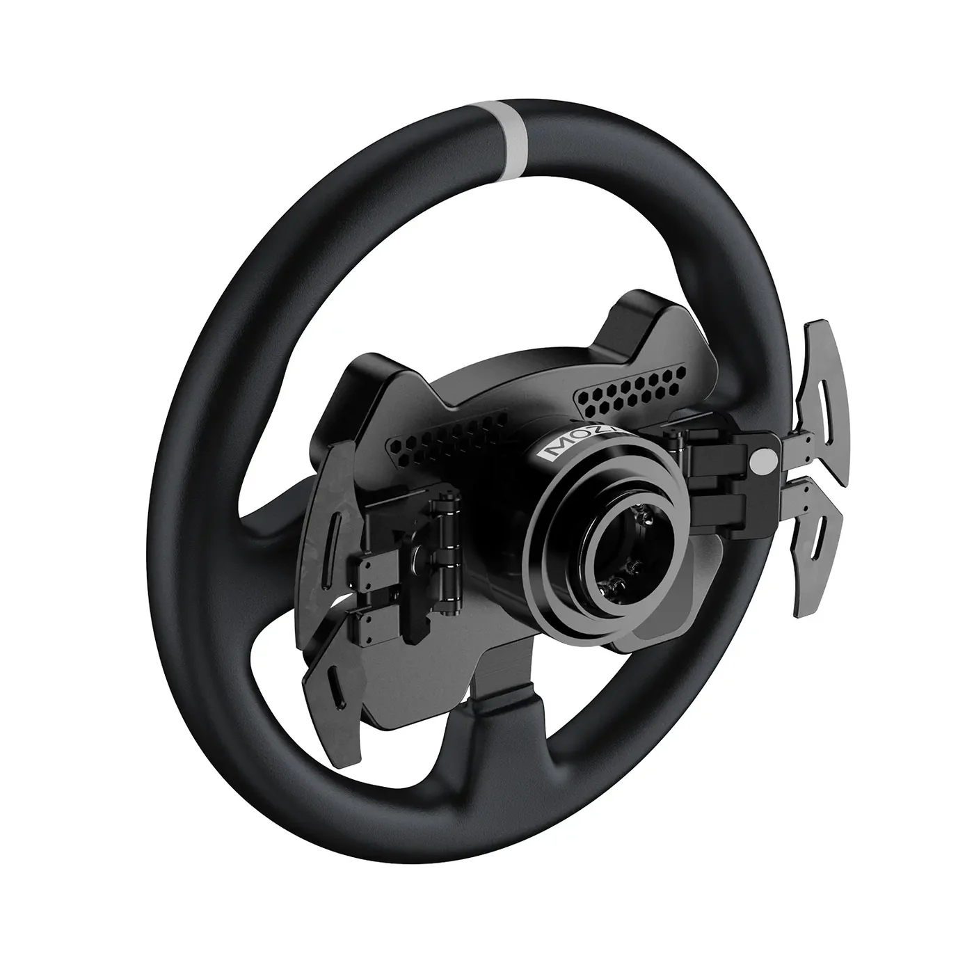 MOZA CS V2P rear view with magnetic paddle shifters and quick release - OCRacing