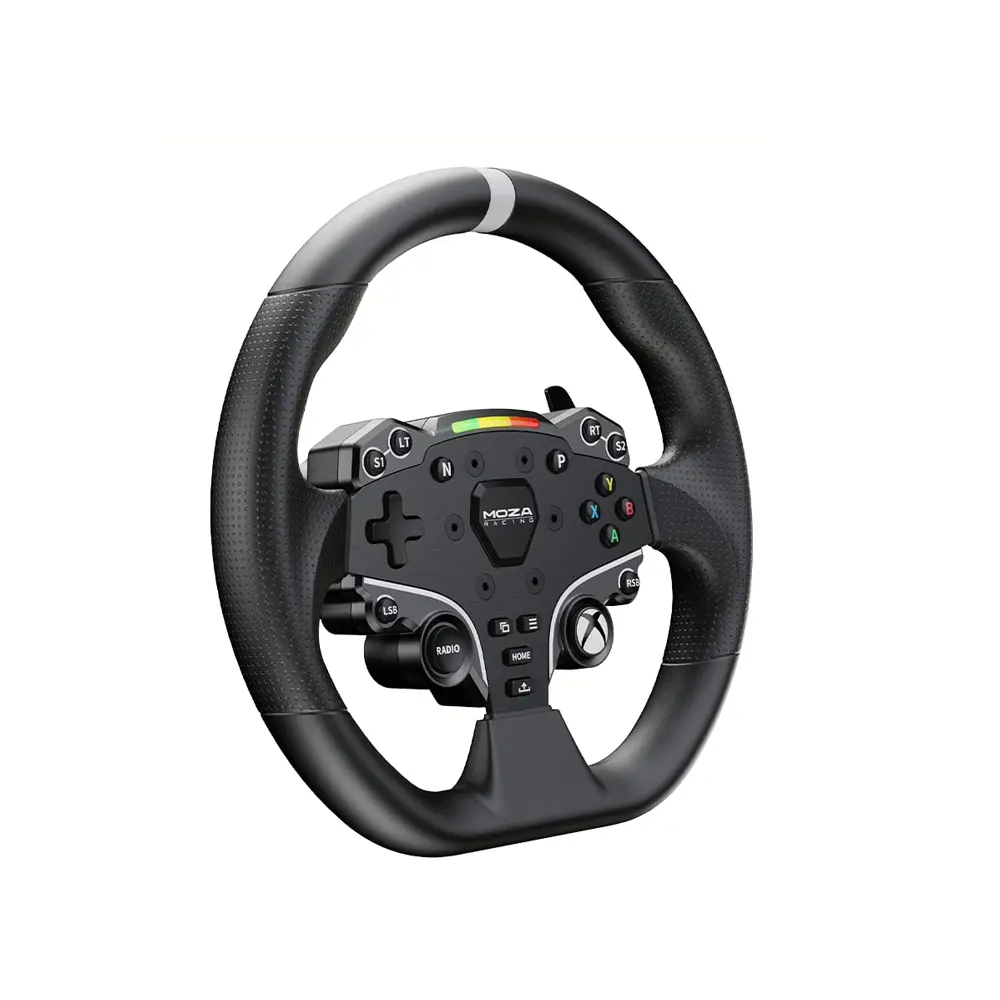 MOZA ESX Steering Wheel aluminum rim and ISF PU grip detail - OCRacing