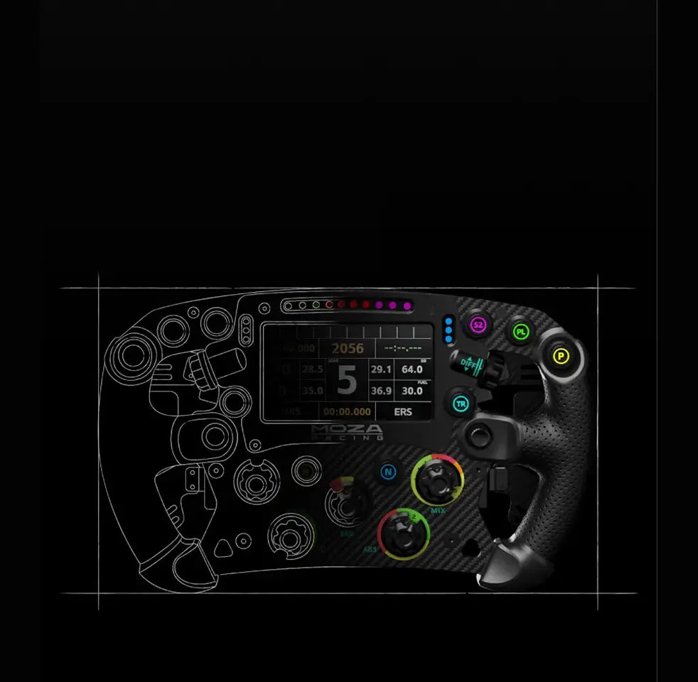 MOZA FSR2 Formula Wheel touchscreen dashboard layout and RGB LEDs - OCRacing