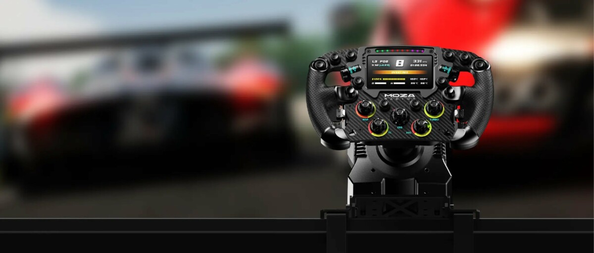 MOZA R12 V2 Wheel Base mounted in a sim racing cockpit - OCRacing
