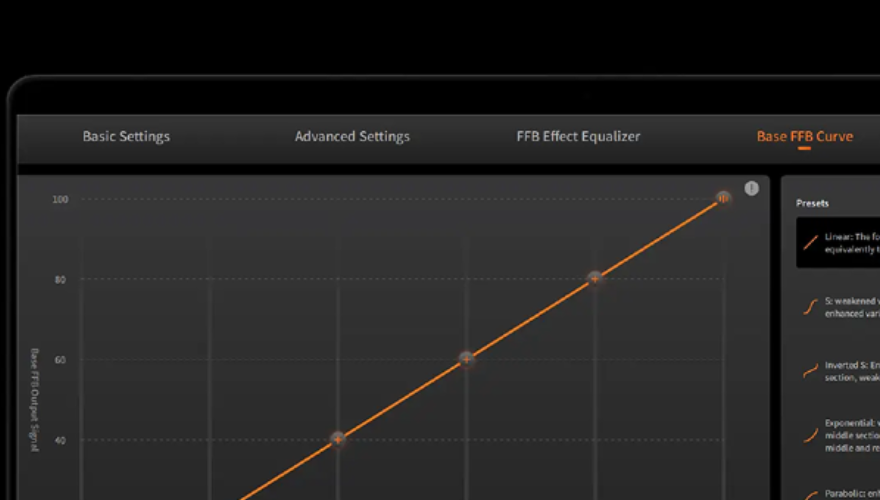 MOZA R12 V2 Pit House base FFB curve tuning close-up - OCRacing
