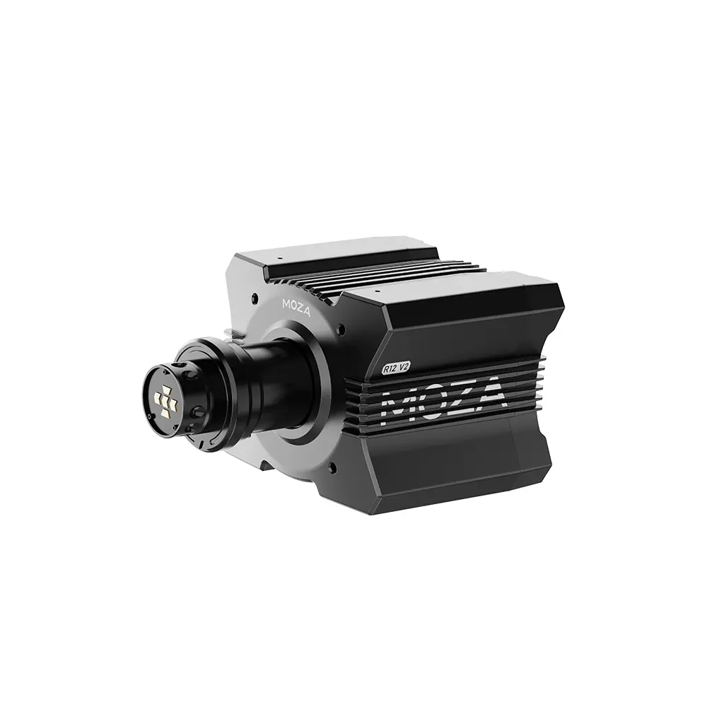MOZA R12 V2 Direct Drive Wheel Base angled product view   OCRacing