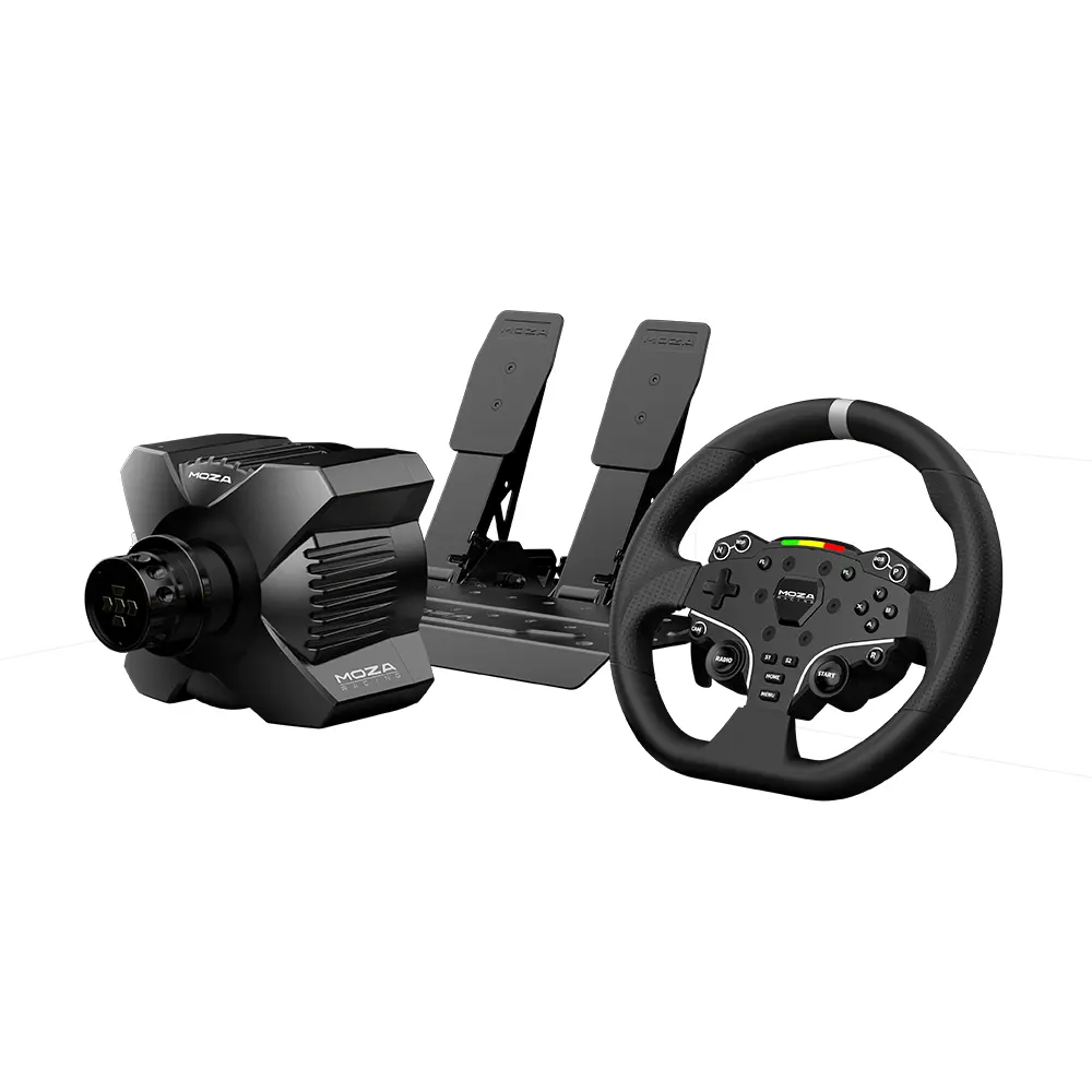 MOZA R3 Racing Bundle PC wheel and pedals - OCRacing - OCRacing.eu MOZA R3 Racing Bundle PC complete kit with ES Lite wheel R3 base and SR P Lite pedals OCRacing