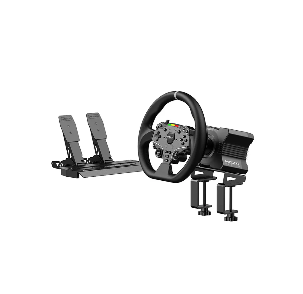 MOZA R5 Racing Bundle complete set with R5 wheel base ES steering wheel SR P Lite pedals and table clamp   OCRacing