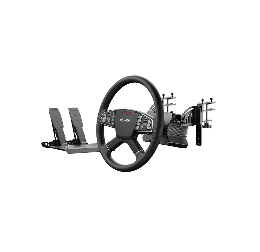 MOZA R5 Trucking Bundle with R5 base TSW truck wheel SR P Lite pedals and truck clamp   OCRacing