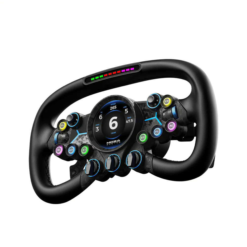 moza-vision-gs-wheel-3-ocracing - OCRacing.eu MOZA Vision GS Wheel 310 mm GT style rim with central circular screen OCRacing