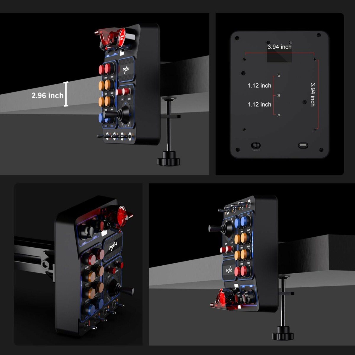 PXN CB1 Button Box clamp mounting detail - OCRacing