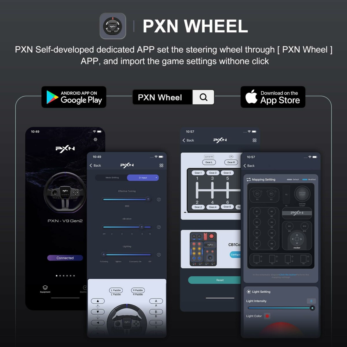 PXN Wheel app support screen for PXN ecosystem - OCRacing