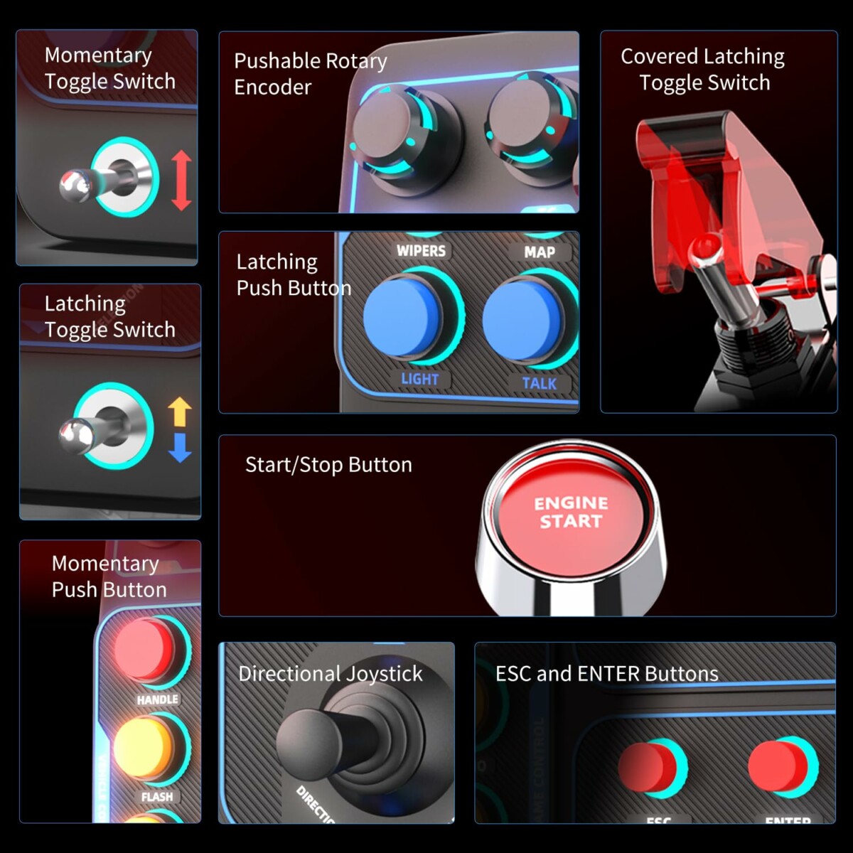 PXN CB1 programmable buttons switches rotary encoders and joystick - OCRacing