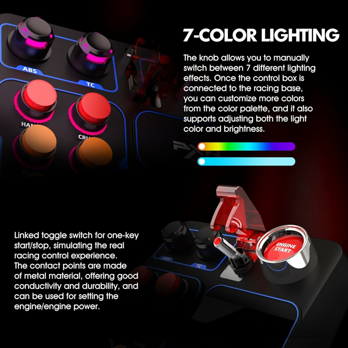 PXN CB1 seven color RGB lighting detail - OCRacing