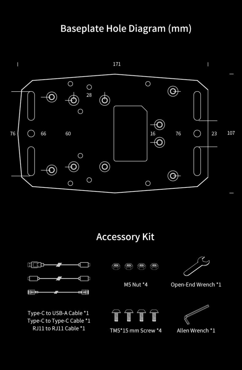 PXN SF U baseplate hole diagram and accessory kit - OCRacing