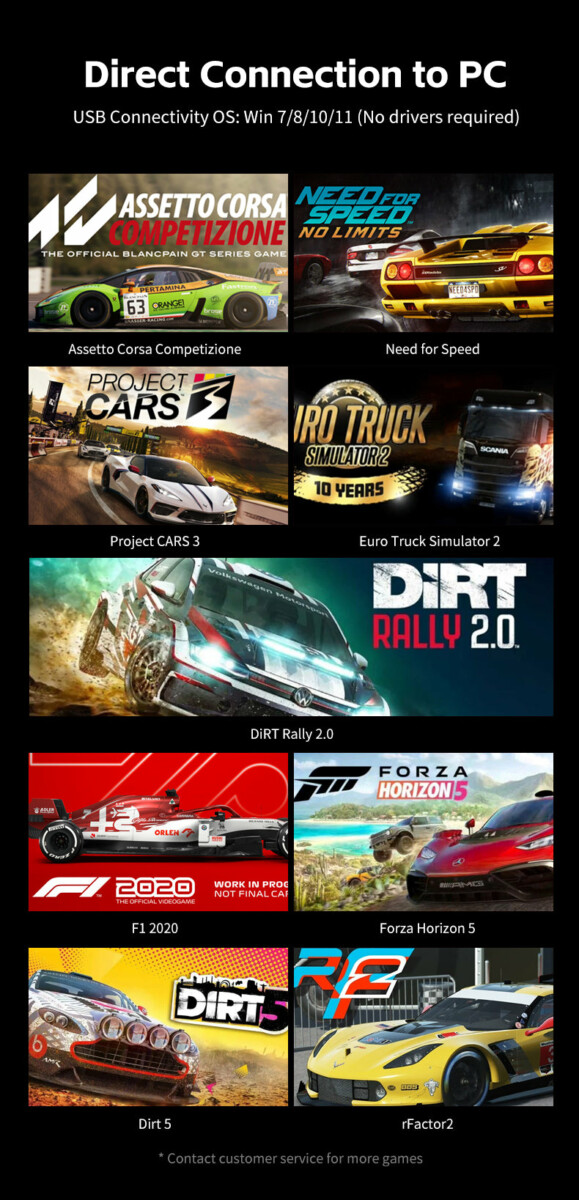 PXN SF U direct PC connection game examples - OCRacing
