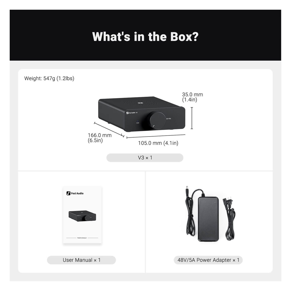 Fosi Audio V3 with 48V 5A power supply - OCRacing