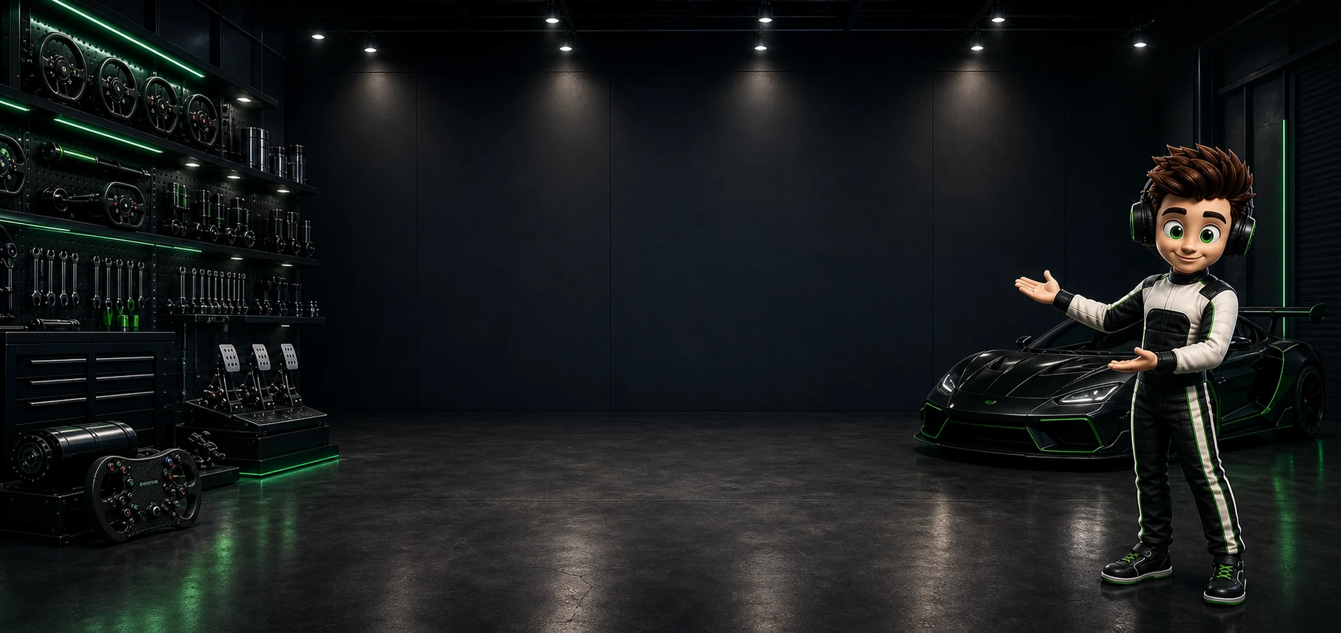 Ocie presenting an OCRacing sim racing garage