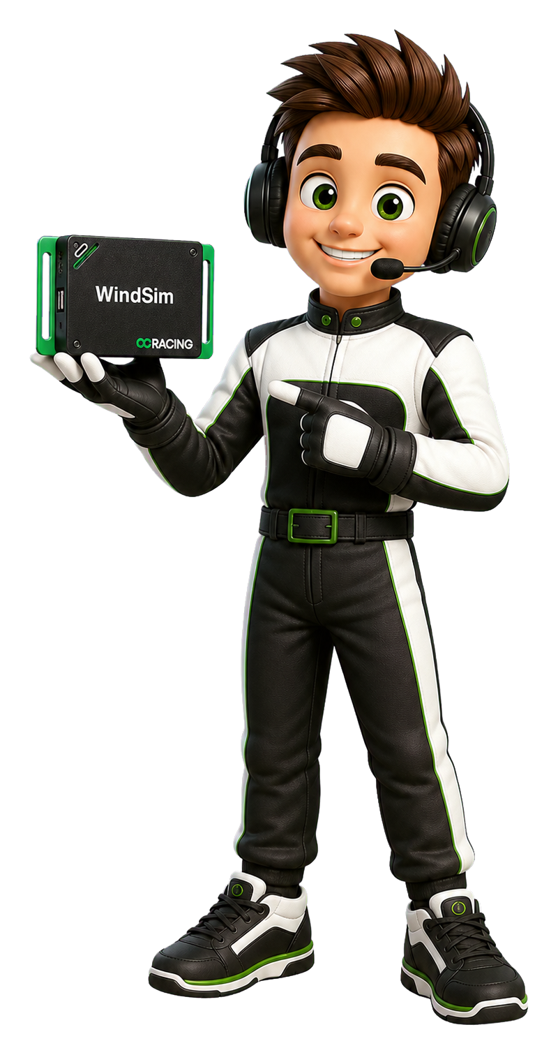 Ocie holding the WindSim control box
